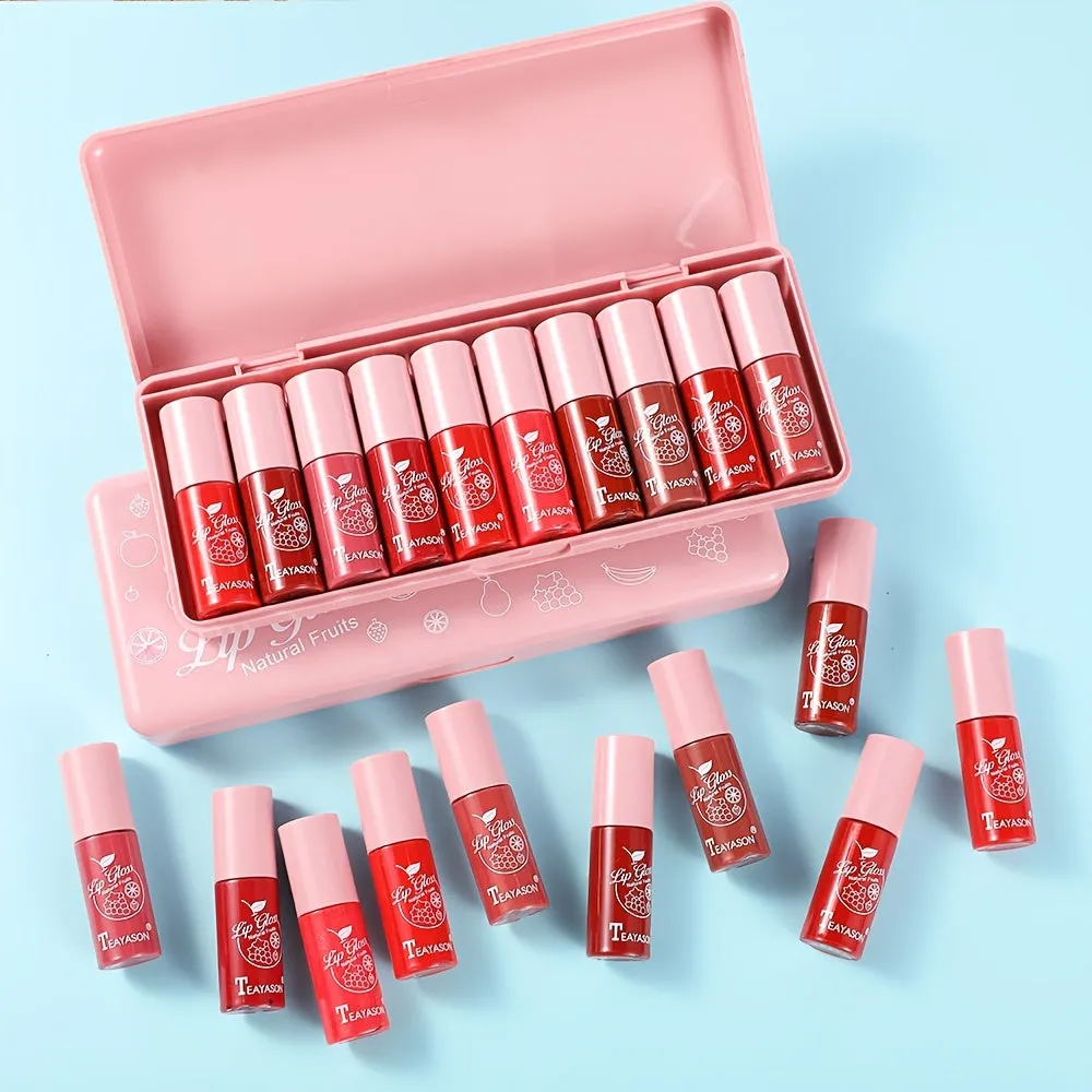 10pc Shimmer Mini Lip Gloss Kit Glossy and Waterproof Ideal for Valentines Day