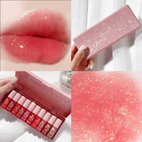 10pc Shimmer Mini Lip Gloss Kit Glossy and Waterproof Ideal for Valentines Day