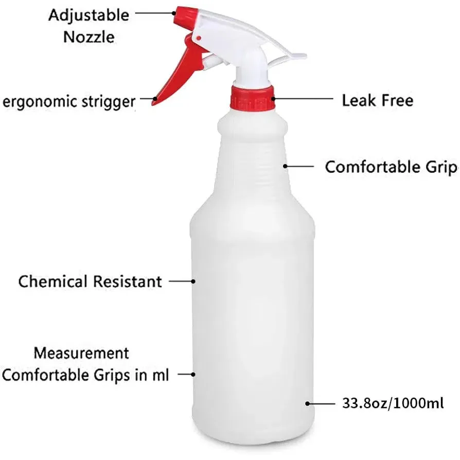 1L HDPE Boston Fine Mist Trigger Spray Bottle Plastic 1pc