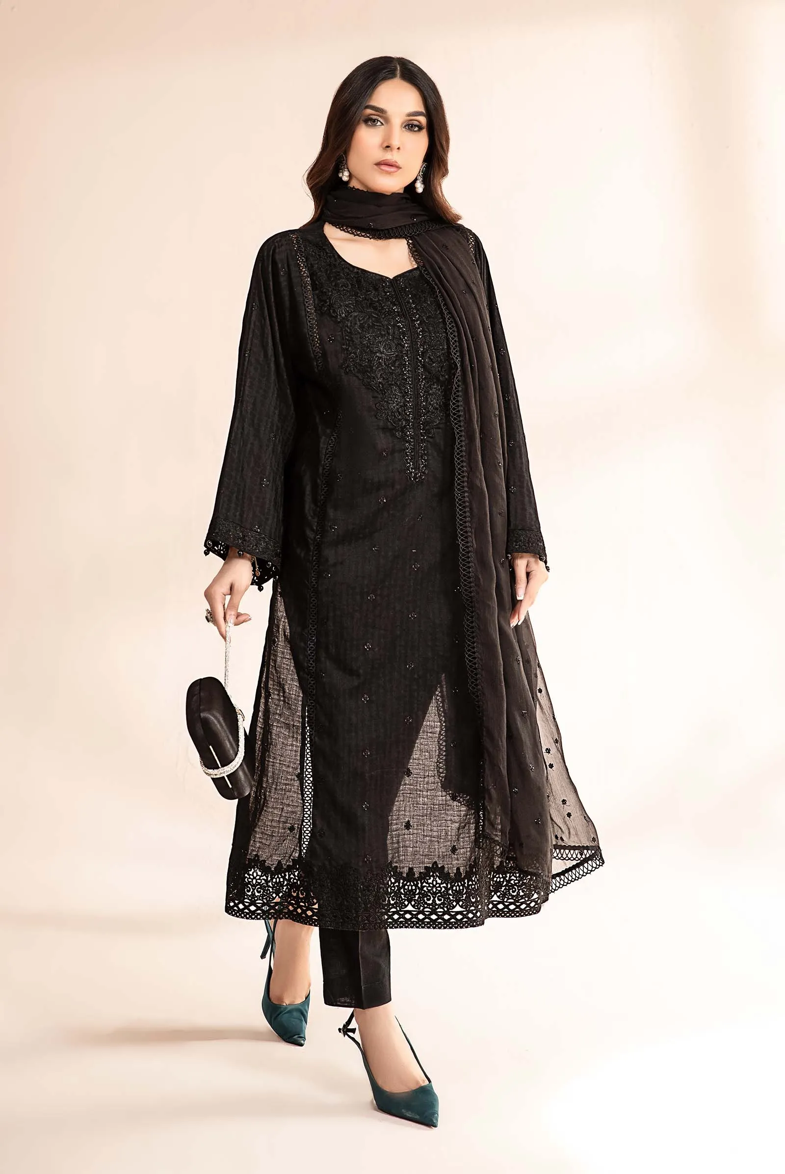3 Piece Embroidered Lawn Suit | DW-MN24-12