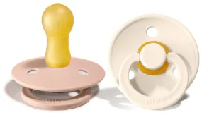 BIBS Original Colour Pacifier, 2 Pack - Ivory/Blush - Size 2 (6  m)