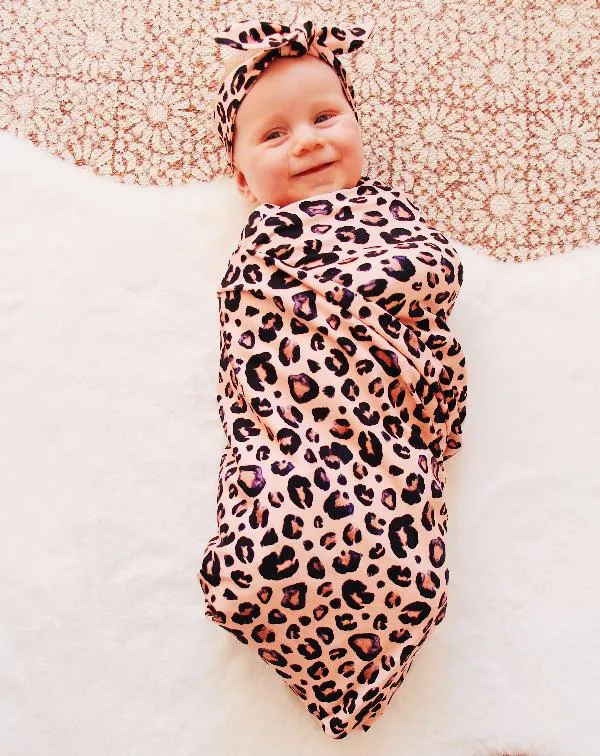 Blush Leopard Print Top Knot Headband