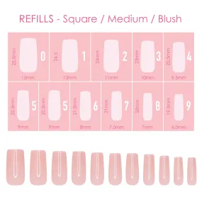 Charme Gel Extension Tips Refill / Square / Medium / Blush