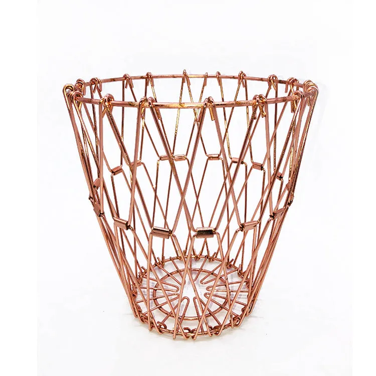 Metal Fruit Tray Storage Basket Foldable Variety Drainage Basket