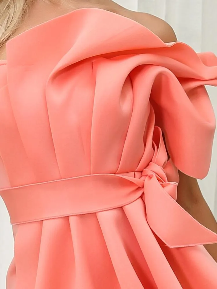 Strapless Bodycon Blush Midi Homecoming Dress