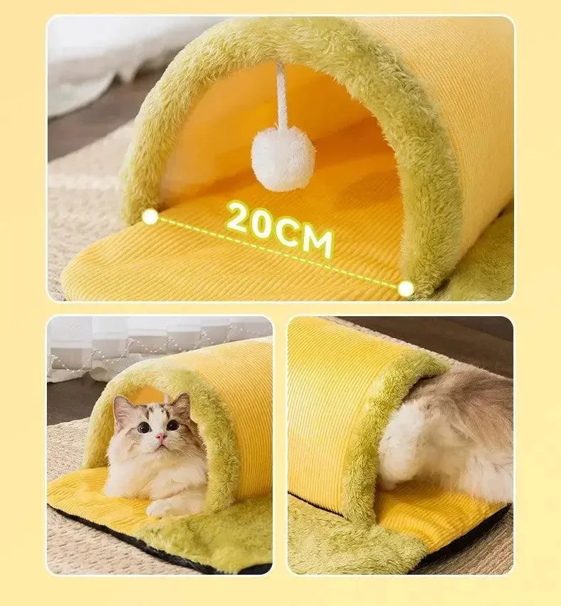 Warm And Thickened Bed Cat Bed and Tunnel